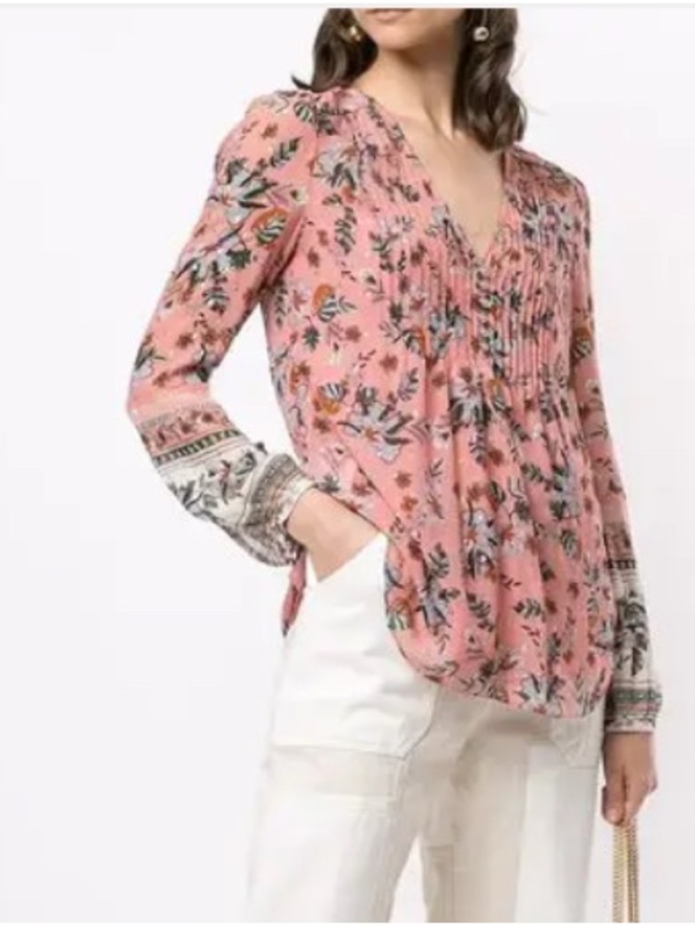 Veronica Beard Lowell Pink Floral Silk Blend Blouse